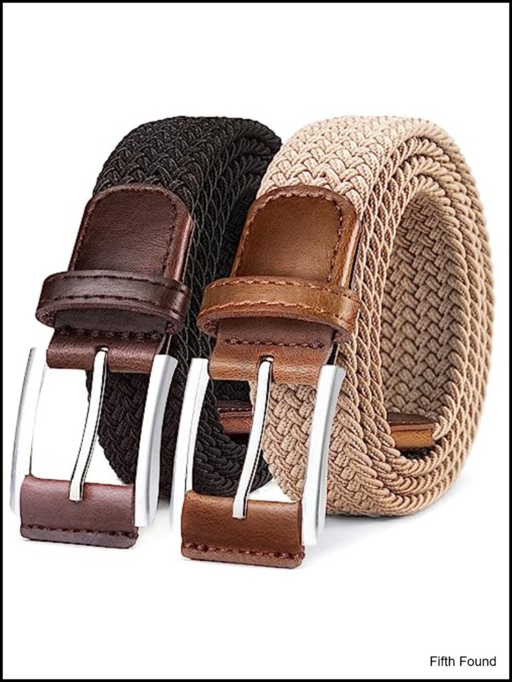 Woven Braided Stretch Web Belts 2 Pack Adjustable Buckle Golf Casual